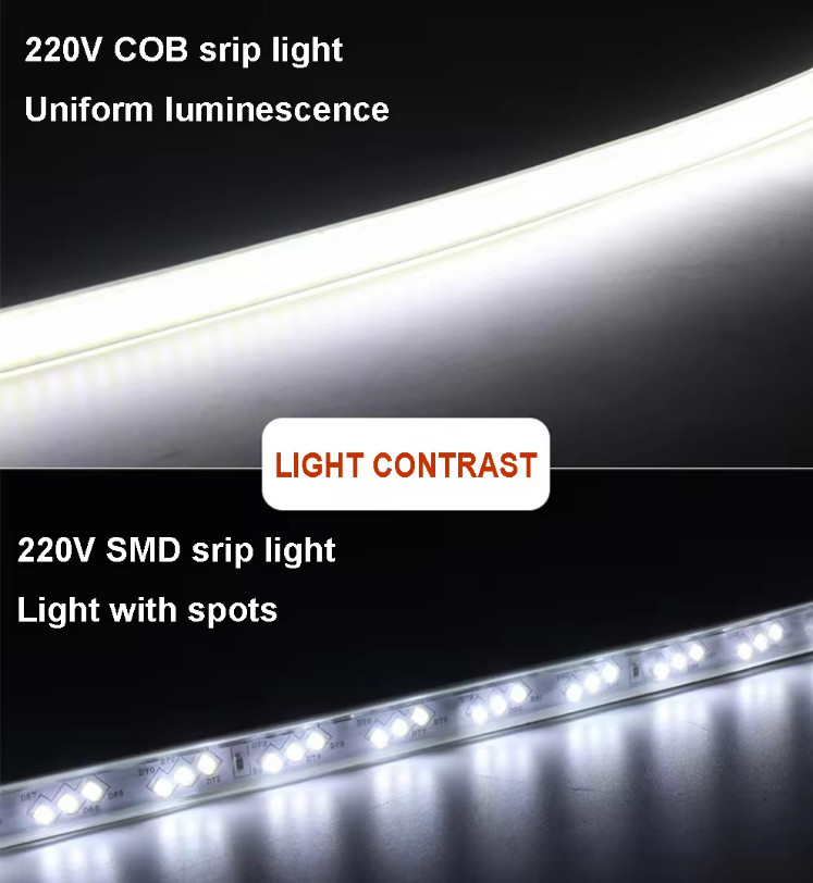 110V 220V Waterproof COB LED Light Strip With PVC Glue Customizable Blue / Ice Blue / White / Green / Purple / Golden / Pink