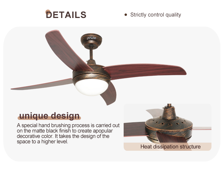 1stshine Natural Wind 4 MDF Blades LED Ceiling Fan with Light and Remote Modern Design