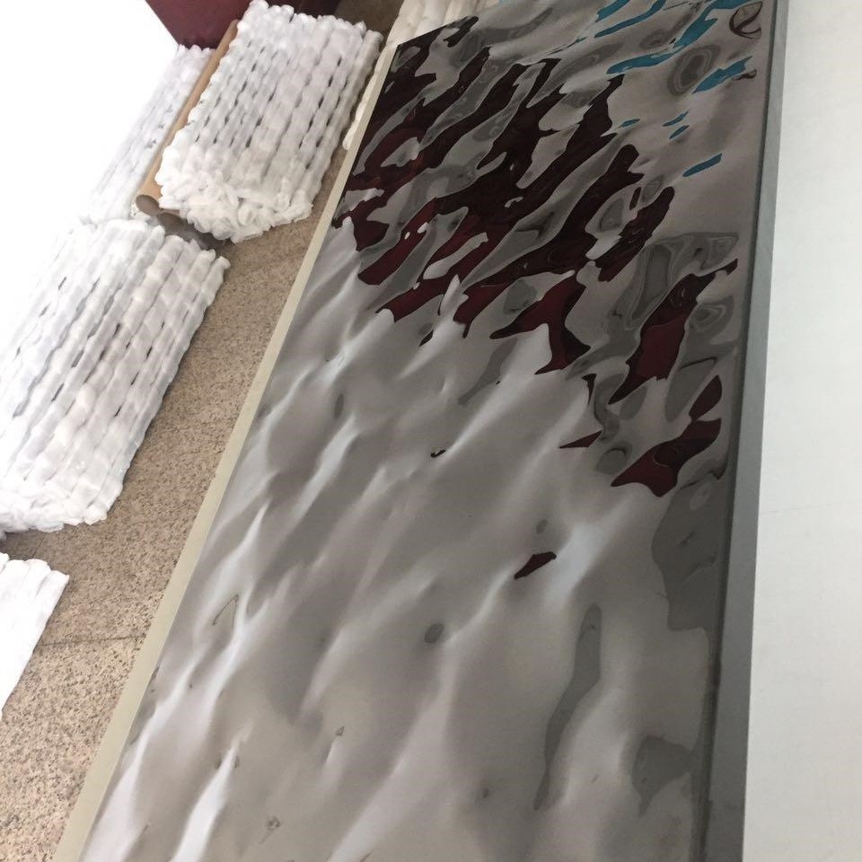 Bright Mirror AISI304 Stainless Steel Sheet Water Ripple Pattern SS Sheet For Wall Pannel