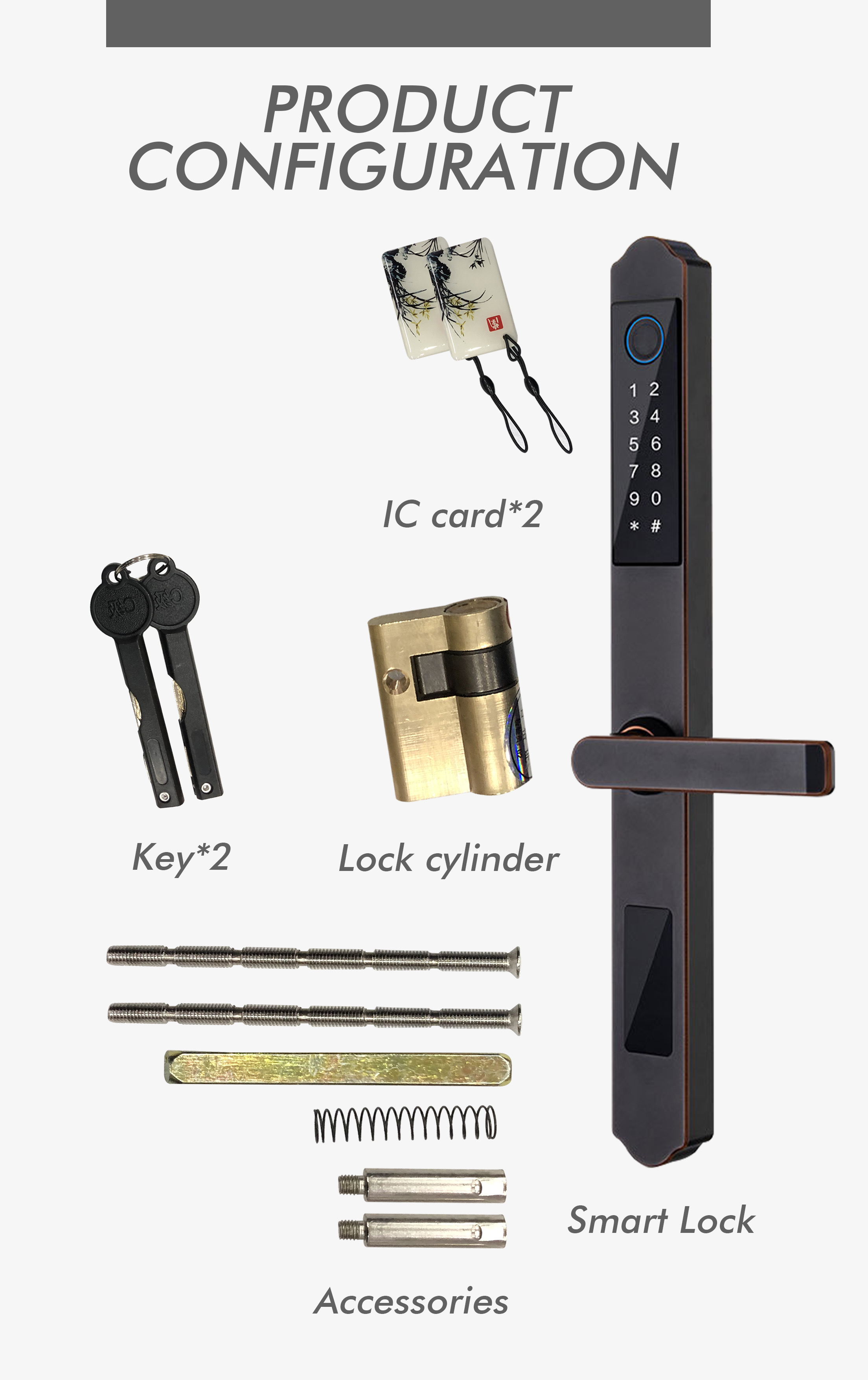 30mm-60mm Thickness Electronic Keyless Door Locks Smart Door Lock Waterproof