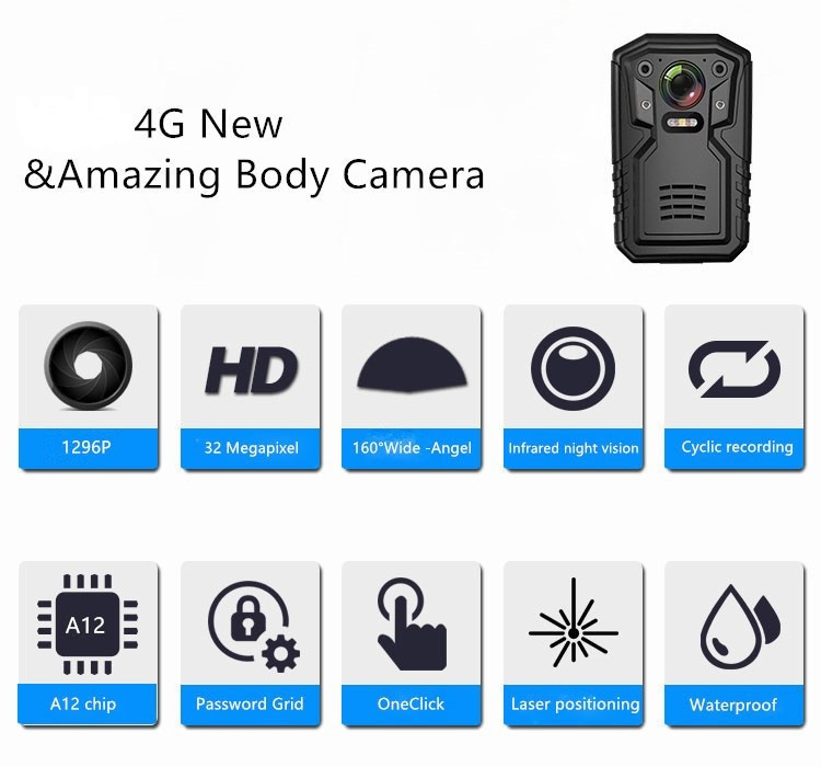 5000Mah Battery 4G HD Body Camera Built In 32GB Record Video Audio Picture