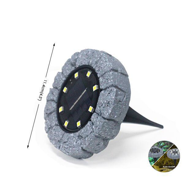 Waterproof LED Solar Powered Garden Ground Lights Simulated Marble Stone Appearance