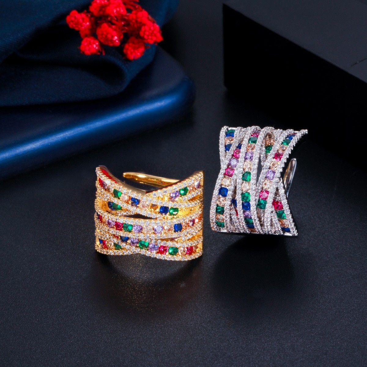 Zirconia Classic CZ Zircon Ring Tennis High Quality Ring CZ Gold Ring Wedding Bridal Jewelry