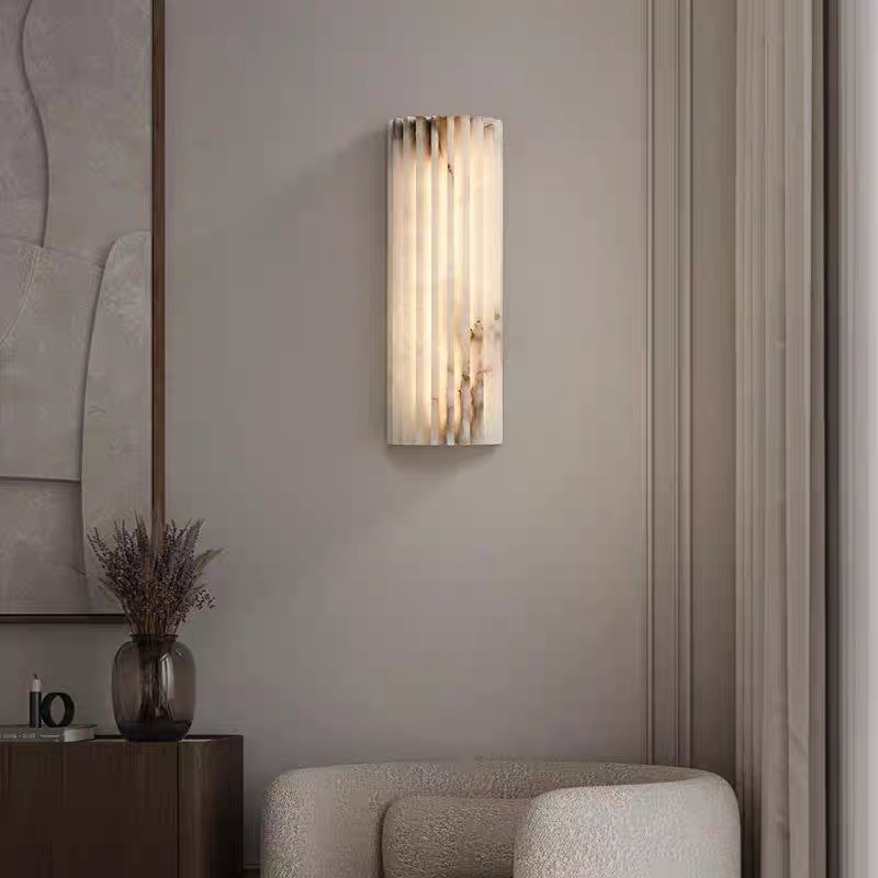 White marble led round and long and plating gold wall lamp for hotel