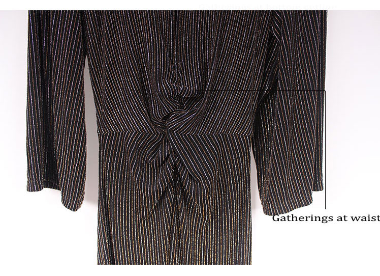 Metallic Stripe Maxi Party Dress