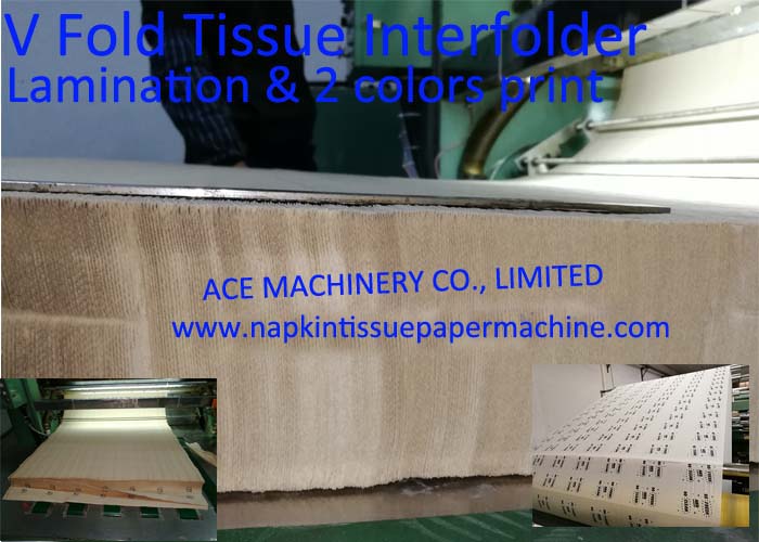Laminated V fold tissue machine