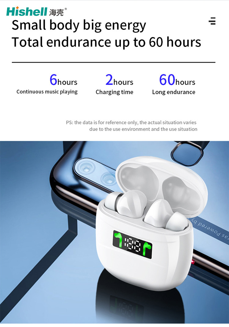 Portable Bluetooth TWS True Wireless Stereo Earbuds 500mAh J3 Pro With LED Display