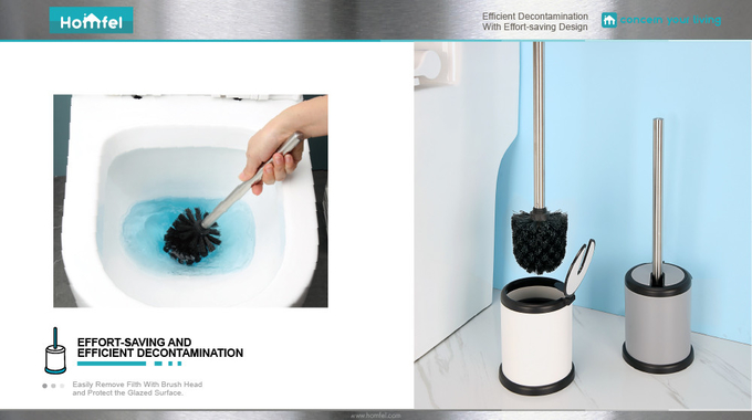 Say Hello to a Hassle-Free Bathroom Cleaning Experience with Economic Stainless Steel Toilet Brush and Automatic Open Holder