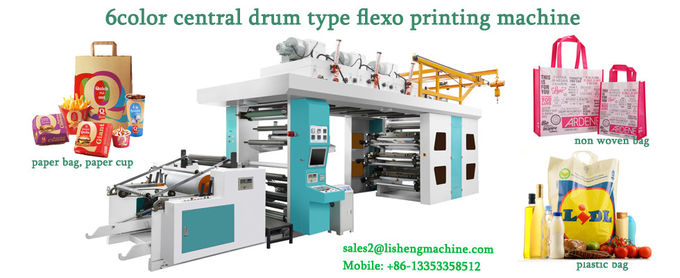 6color high speed Central drum type Paper bag flexographic printing machine