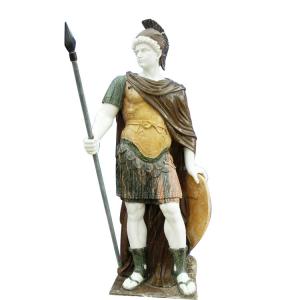 China Classic greek stone man statue ,male marble sculpture with shield,China stone carving Sculpture supplier on sale