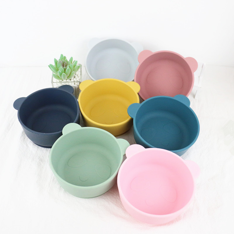 Cute Food Grade Silicone Bowl Set Waterproof For Baby Feeding