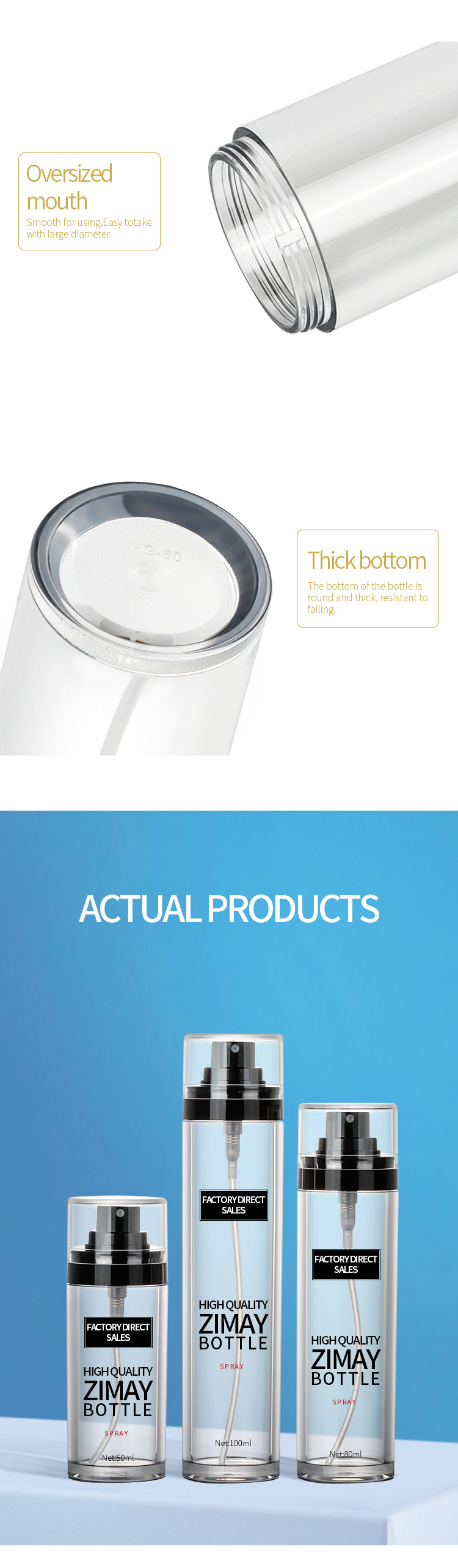 50ml Cosmetic Spray Bottle , Empty Clear Spray Bottles 39mm Width
