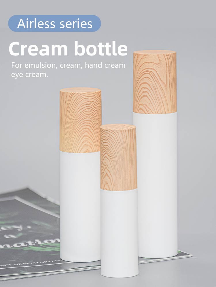 15ml / 30ml / 50ml Customized Color Woodden Cap PP Airless Bottle Skin Care Packaging UKA58