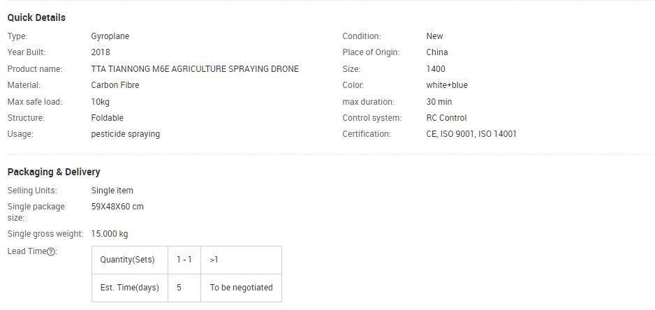 Tta M6e Save 10% Professional Pesticide Uav Helicopter
