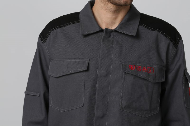 350gsm Fr Rated Winter Coats , EN11611 Fire Retardant Apparel With Studs