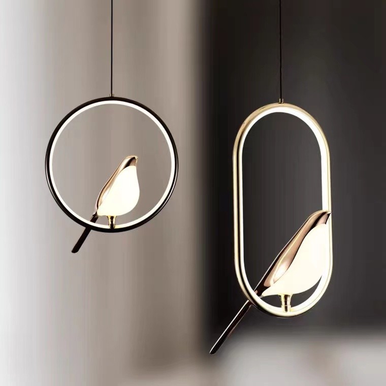 Sea Shipping Gold Round Bird Mounted LED Chandelier