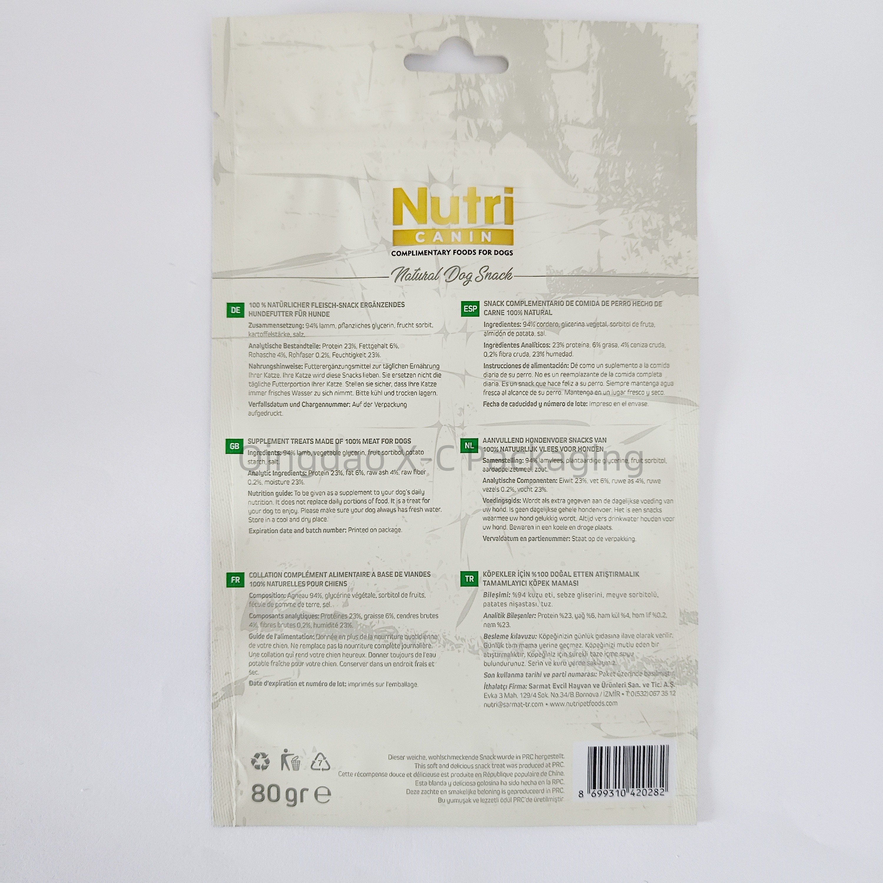 Pet Food Stand Up Pouches With Window For Packaging Resealable Zipper Lock