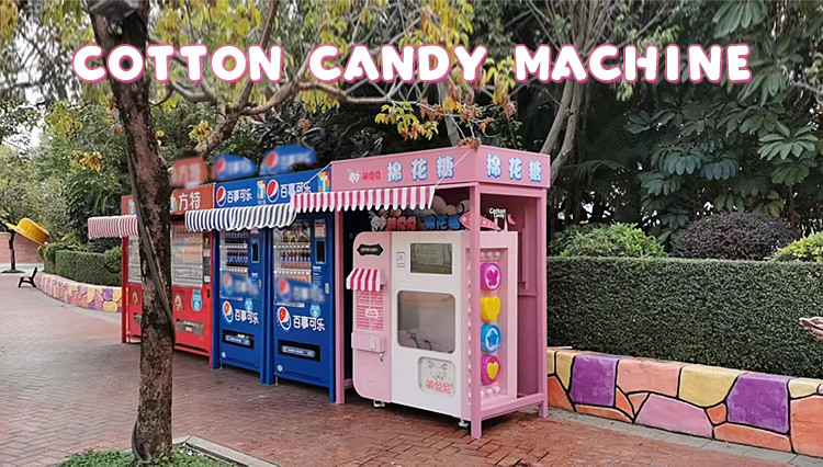 New Vending Machine 2024 Professional Intelligent Automatic Cotton Candy Vending Machine With Advertising Screen