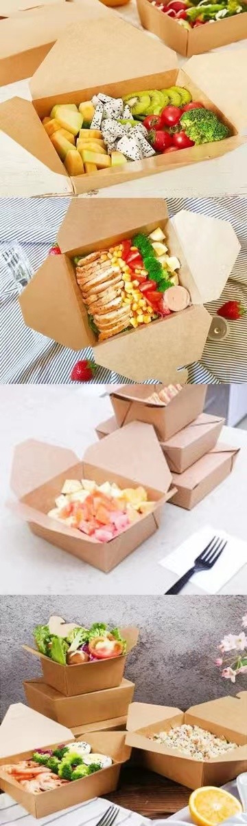 CMYK Pantone Kraft Pasta Salad Box OEM ODM Disposable Paper Lunch Box