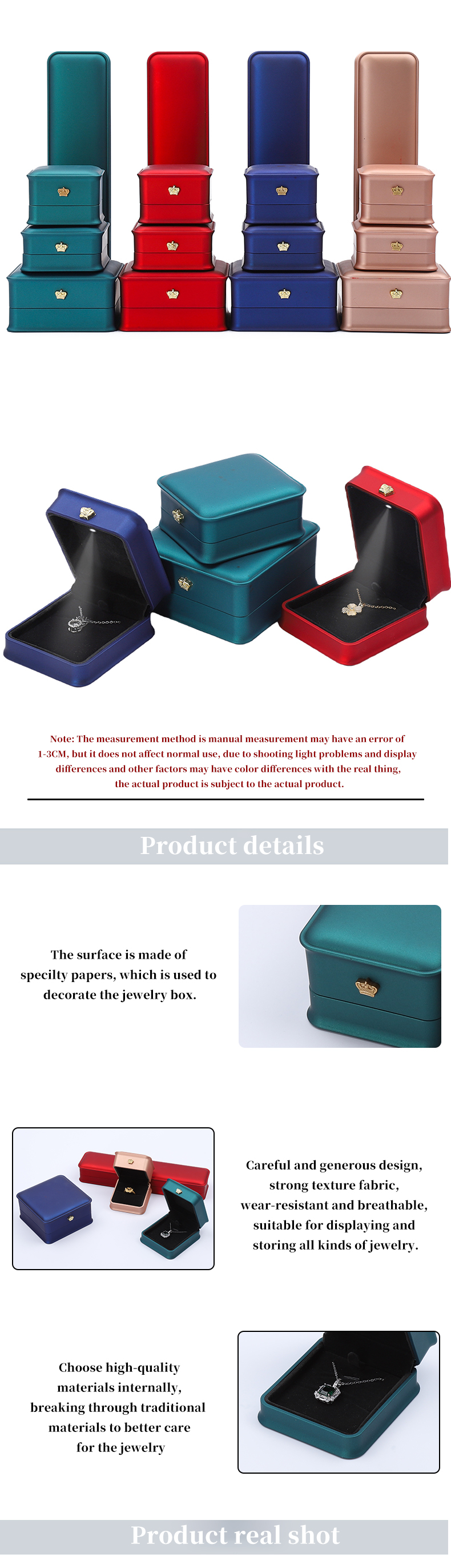 Golden Crown Led Light Jewellery Box For Necklace Bracelet Ring Earrings Packaging
