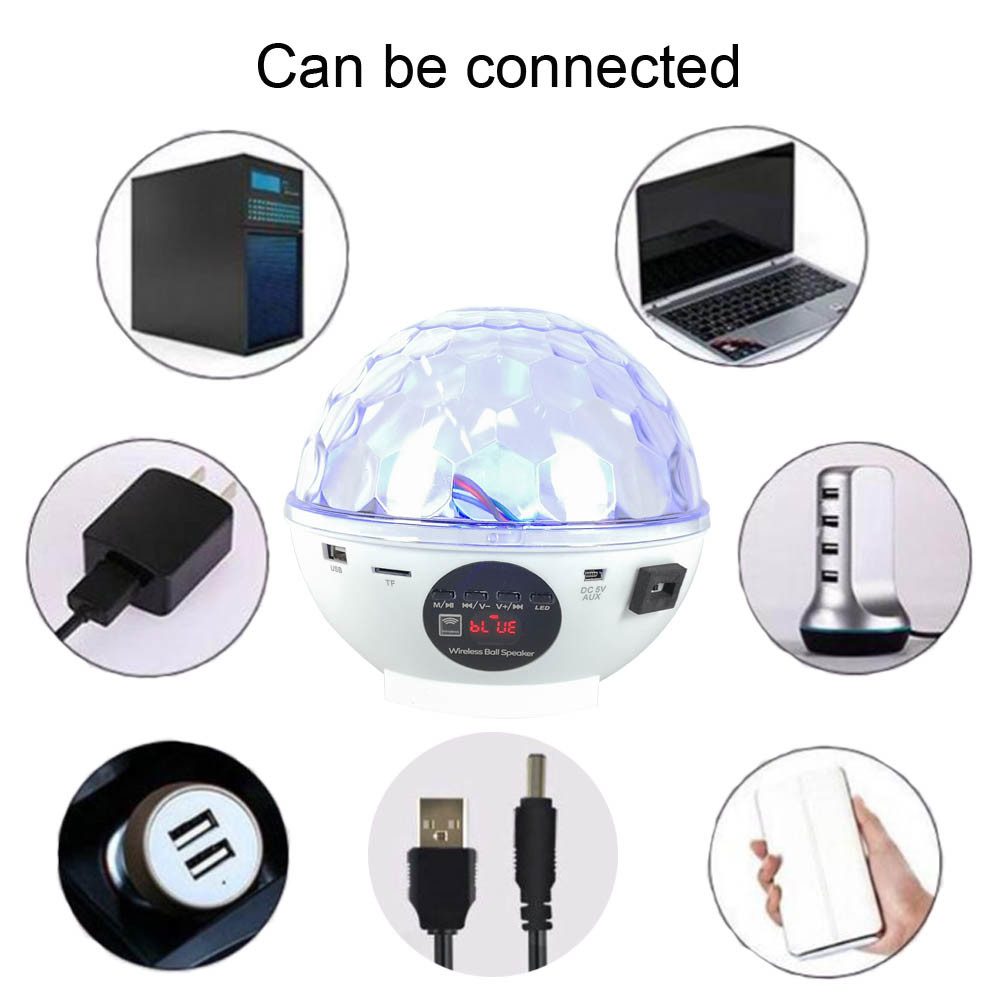 Voice - Activated Mirror Disco Ball Light LED RGB Wireless Bluetooth Speaker