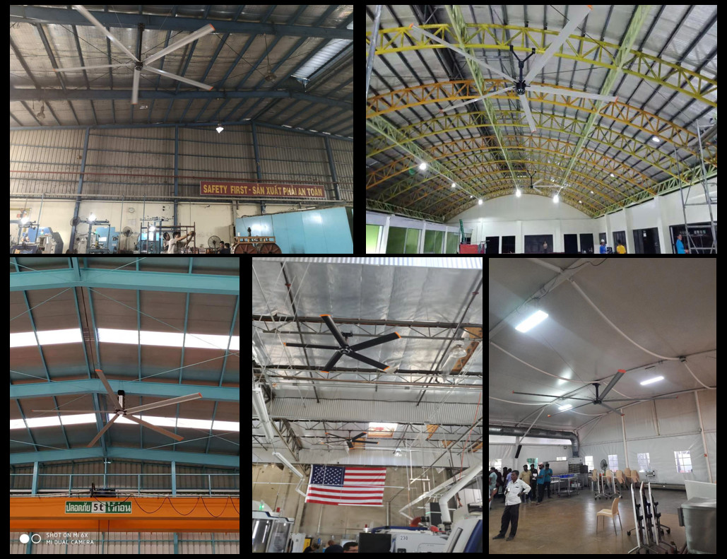 Industrial Small HVLS Fan 0.4 KW PMSM Ceiling Fans No Oil Change