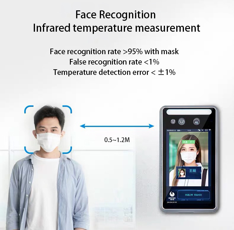 Ai-F801b-4g 8" Infrared Thermometer Gate For Body Temperature Measurement & Face Recognition