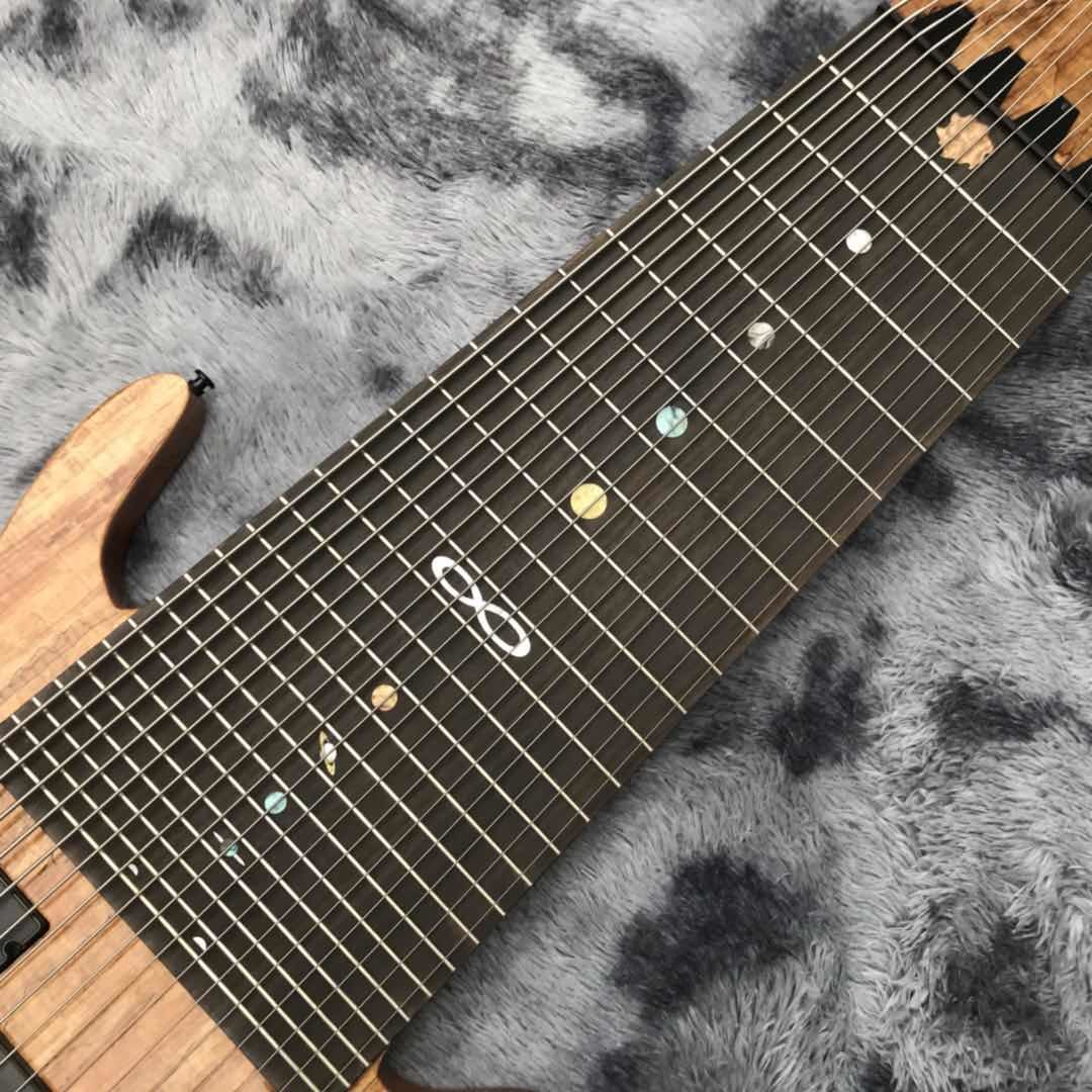 Grand 17 strings bass guitar mahogany body neck rosewood fingerboard wireless inlay logo and shape can be customized