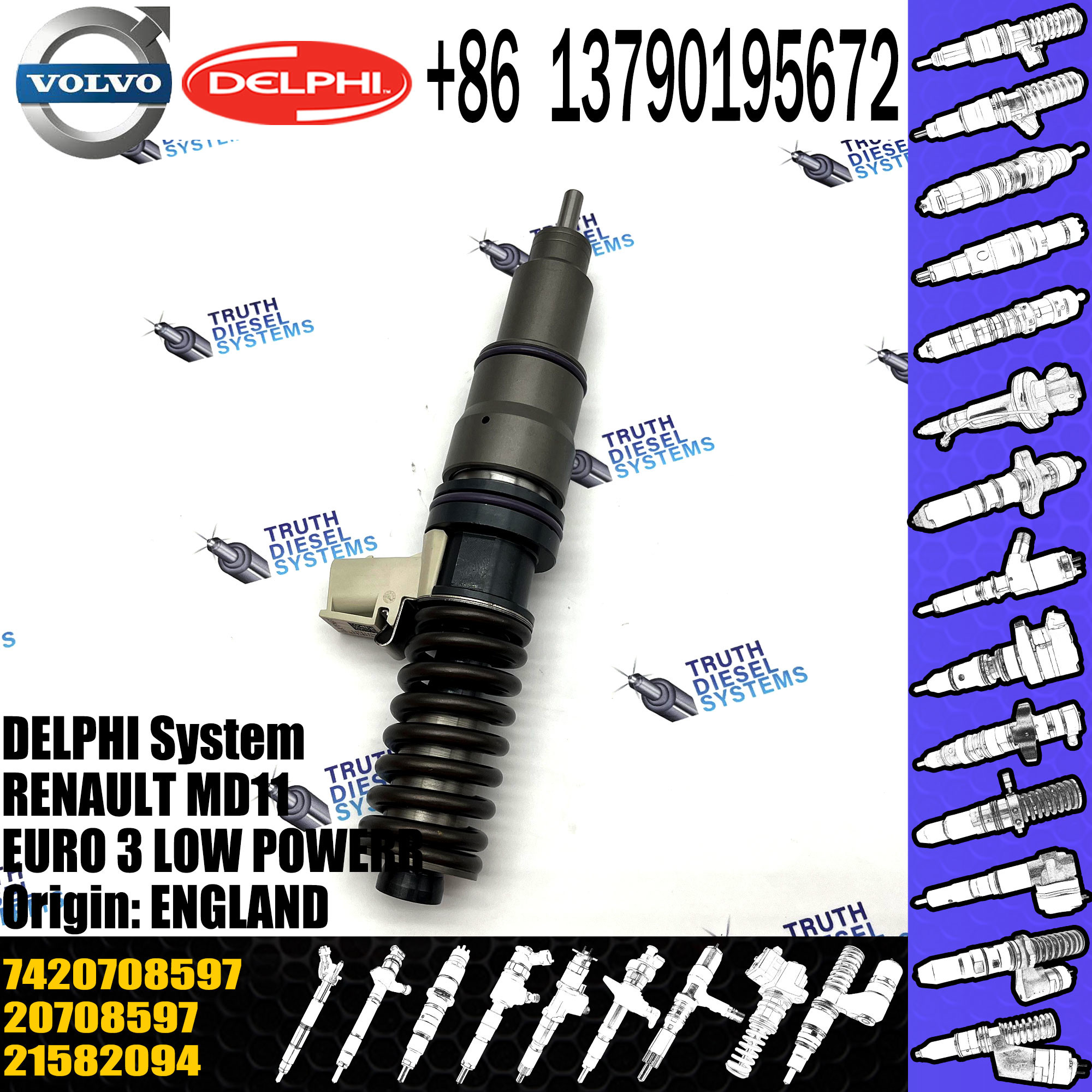 Diesel Fuel Injector 21644596 5001867216 7420708597 20708597 BEBE4D04001 For MD11 EURO 3 LOW POWER
