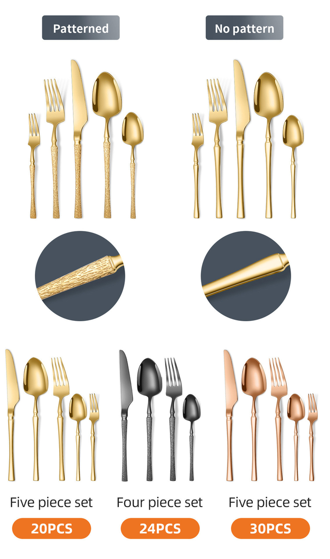 Stainless Steel Cutlery Set 20 Piece Small Waist Hammer Pattern Stainless Steel Western Cutlery Gift Box