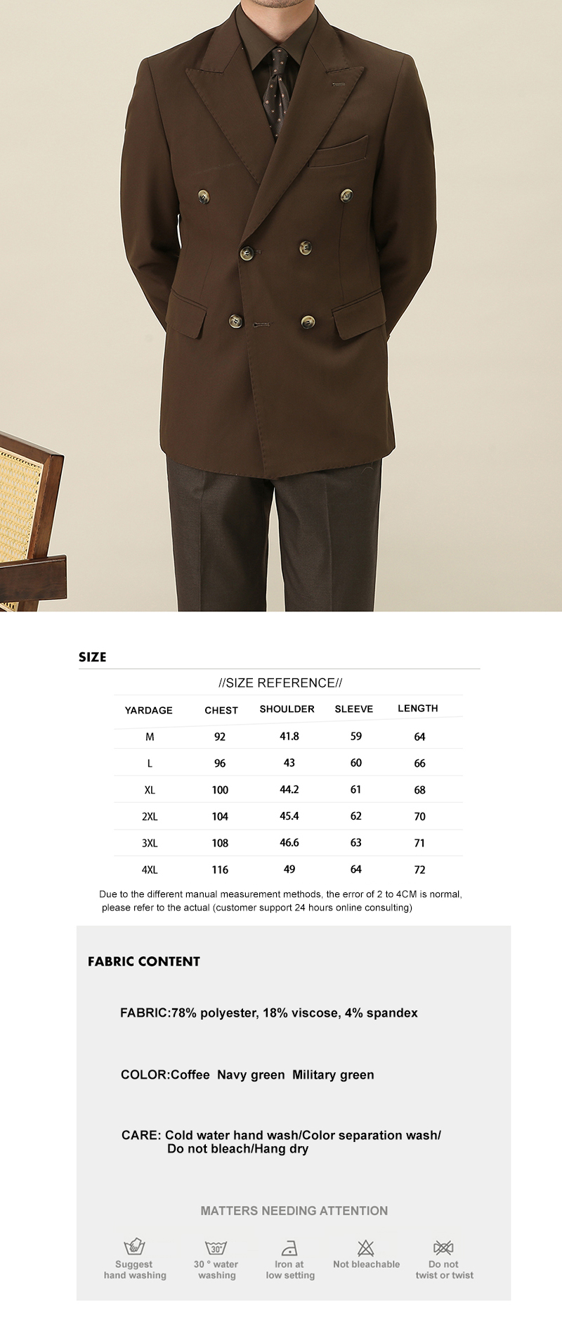 Custom Fabric Retro Brown Gentleman Slim Lapel Collar Suit Jacket for Men's Formal Wear