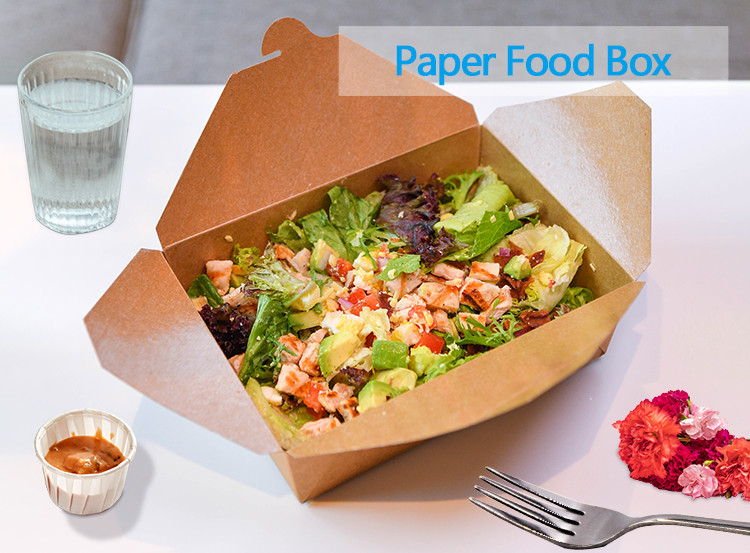 Printed recycled brown kraft paper food box / Wholesale food grade lunch paper box