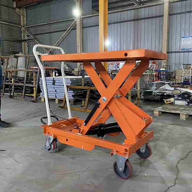 Mobile 250Kg Payload Capacity Single Scissor Hydraulic Scissor Lift Tables Max Height 35.83in