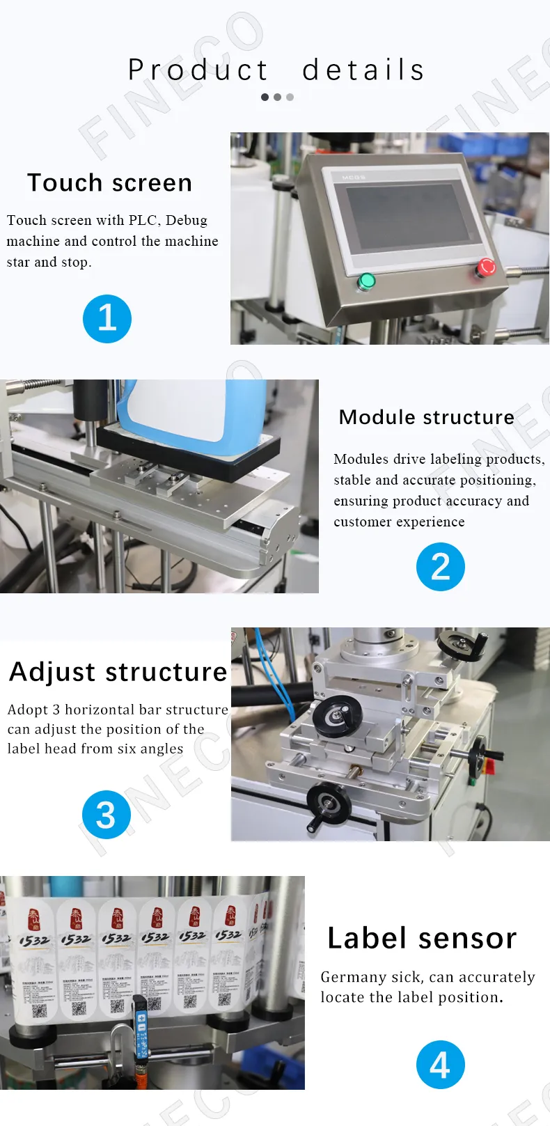 15mm Front and Back Side Bottle Labeling Machine for Case Packaging Requirements