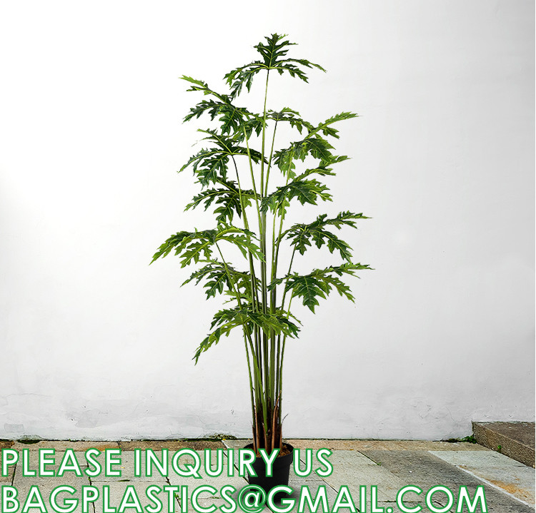 Artificial Trees for Home Decor Plants Large Artificial Tree Branch Green Leaves Real Touch Fake Papaya Tree