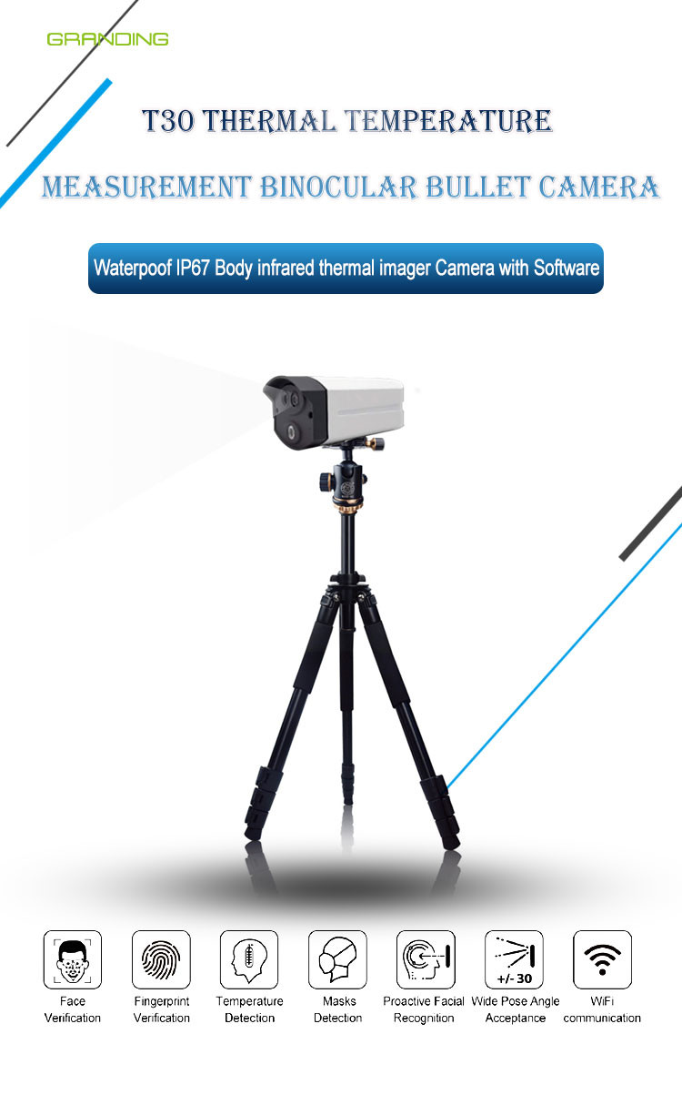 AI Face Recognition Temperature Detector CMOS Sensor 1.8m Adjustable For Public Area