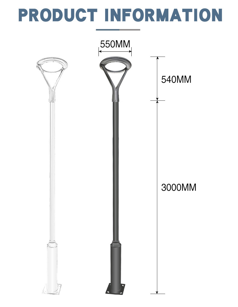 Fence Outdoor LED Garden Pole Lights 550x550x540MM 4.55KG 140-76MM 3-6M 30W