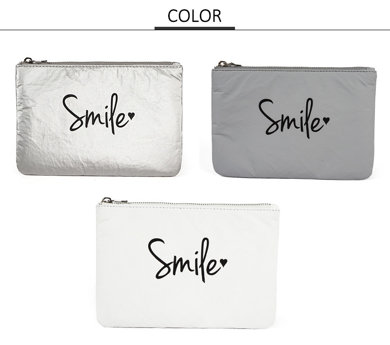 Women'S Retro Solid Color Tyvek Cosmetic Makeup Bag