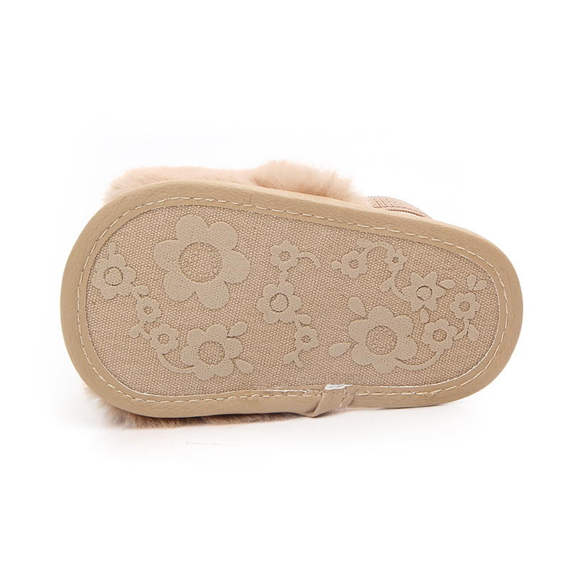 New designed cheap Faux fur soft cotton sole anti-slip prewalker outdoor baby sandals