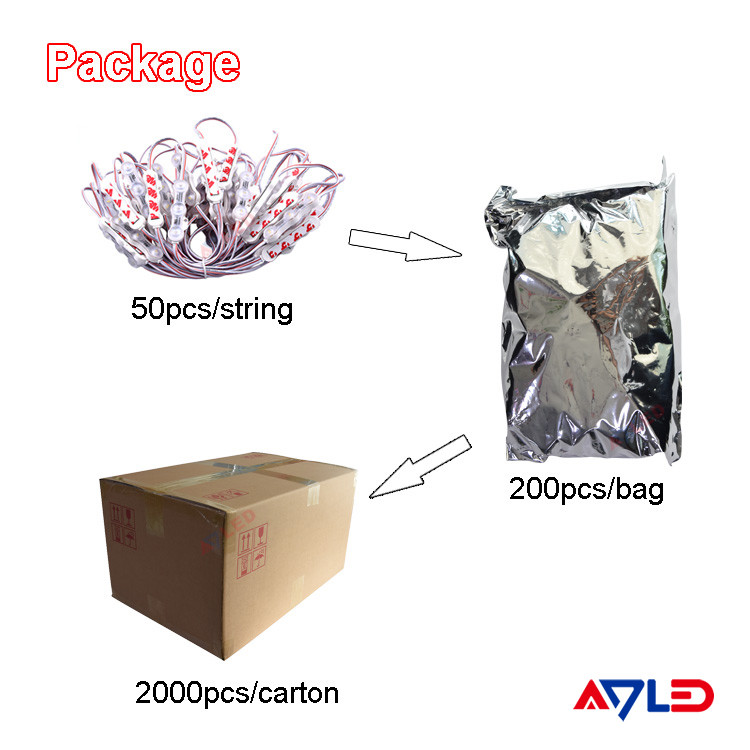 50pcs Per String 3 LEDs Modules With LED 2835 SMD 3 LED 160°Beam DC12V