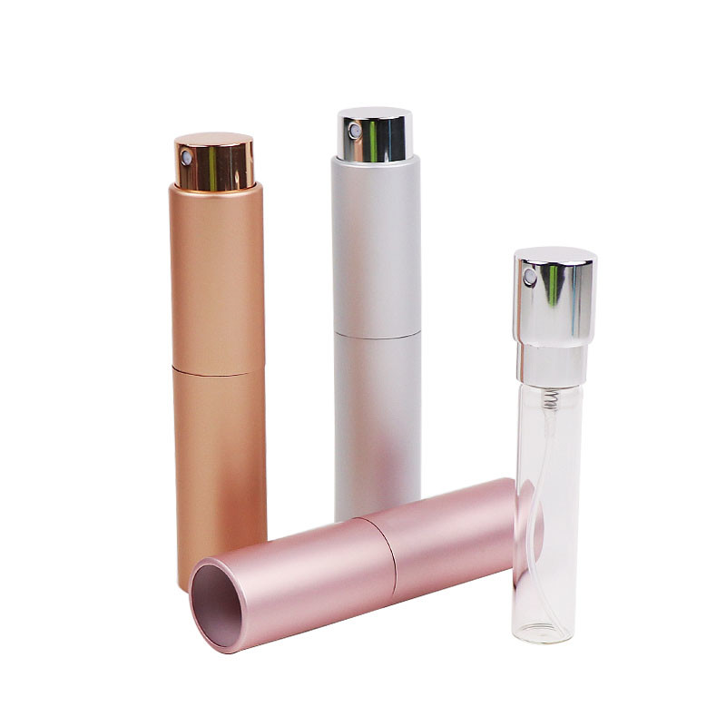 Rose Gold Silver Rotary Airless Pump Bottle 0.34 To 0.5 Ounce Sample Perfume Bottles