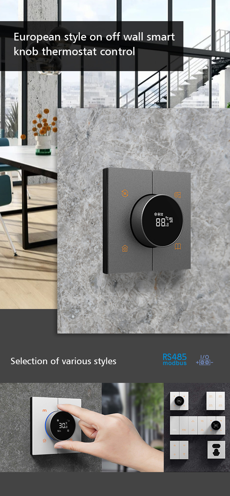 Aluminum Alloy Smart Thermostat For Heat Pump Air Conditioner 12V