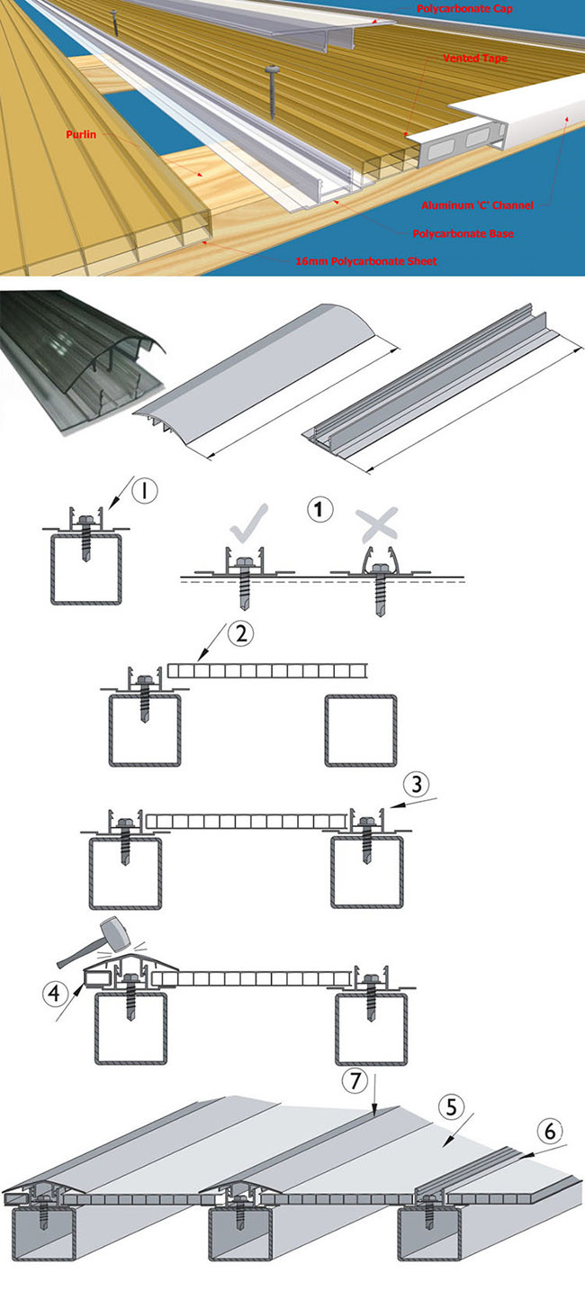 H Shape 10mm Polycarbonate Sheet Profiles