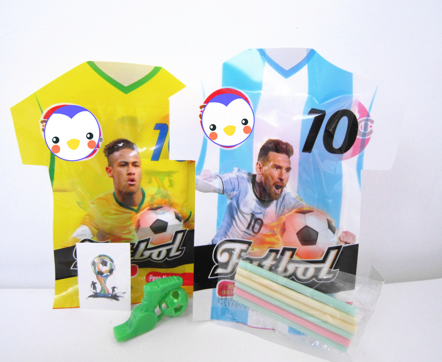 World Cup Multi Fruit Flavor CC Stick Candy With Tattoo Stick And Soccer Whistle