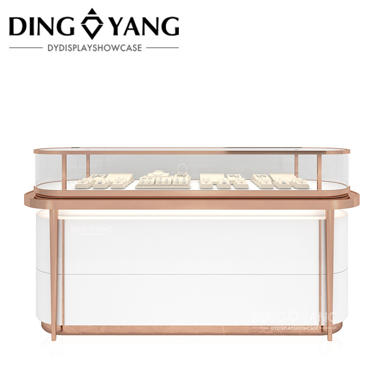 Rose Golden Custom Glass Jewellery Display Cabinet With Good Quality And Good Price, Showcases Factory Directly Sell