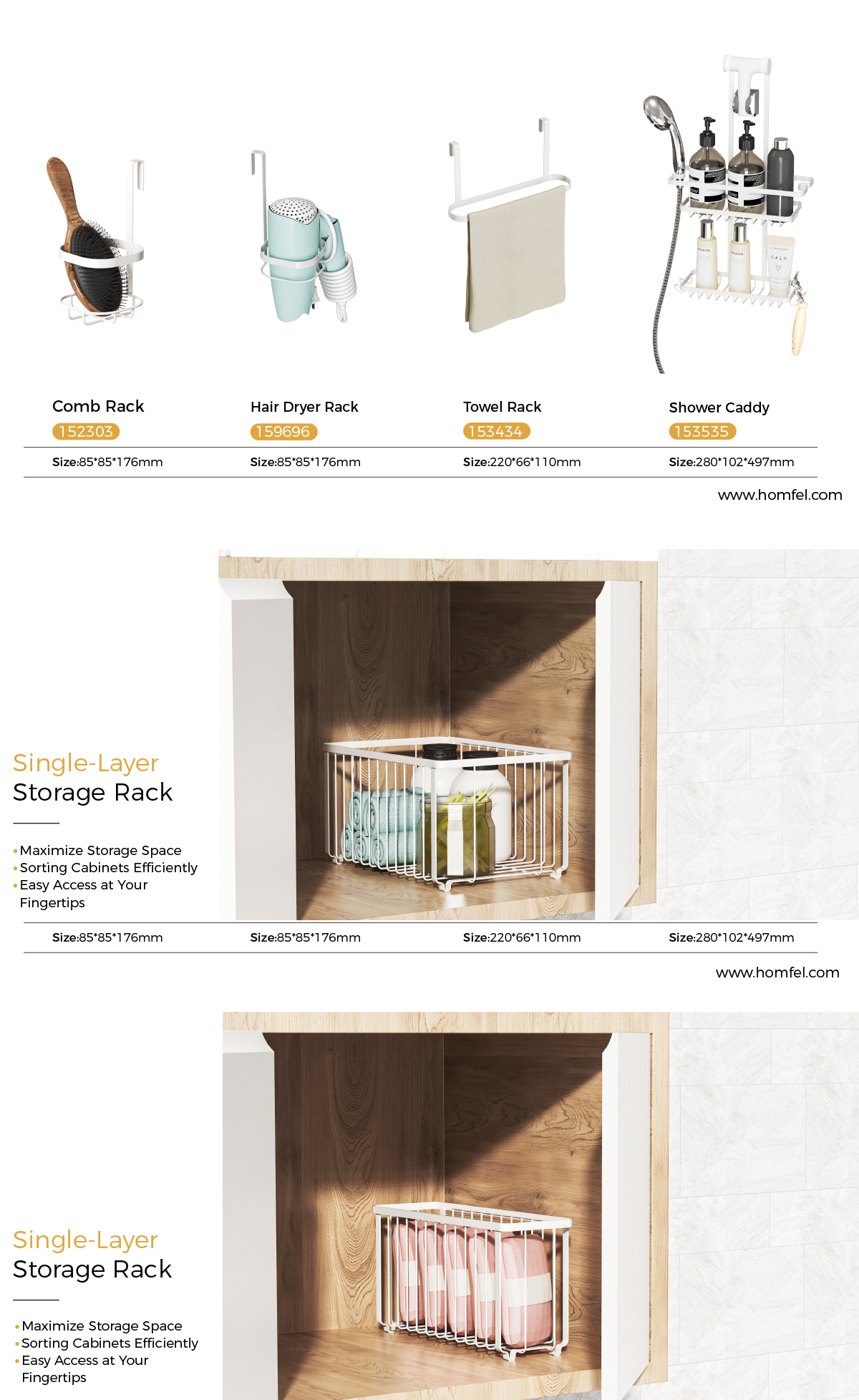 Metal Bathroom Inside Cabinet Shelf Basket Rack For Modern Household Organization