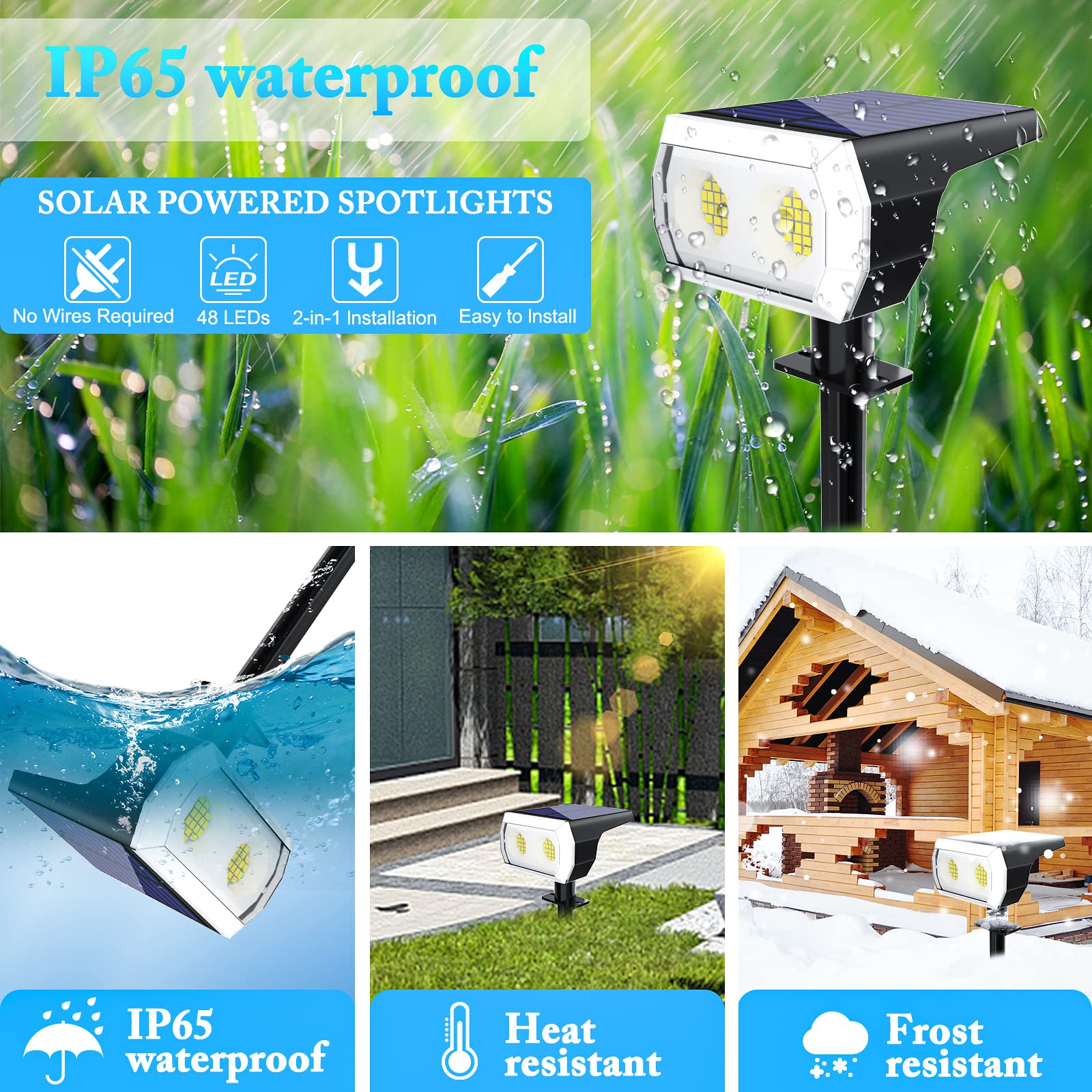 48LEDs 108 LEDs Solar Powered Landscape Lights 4 Light Modes