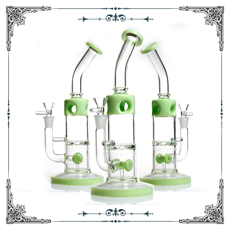 Mini Bong Glass Water Bubbler Tornado Double Showerhead Perc