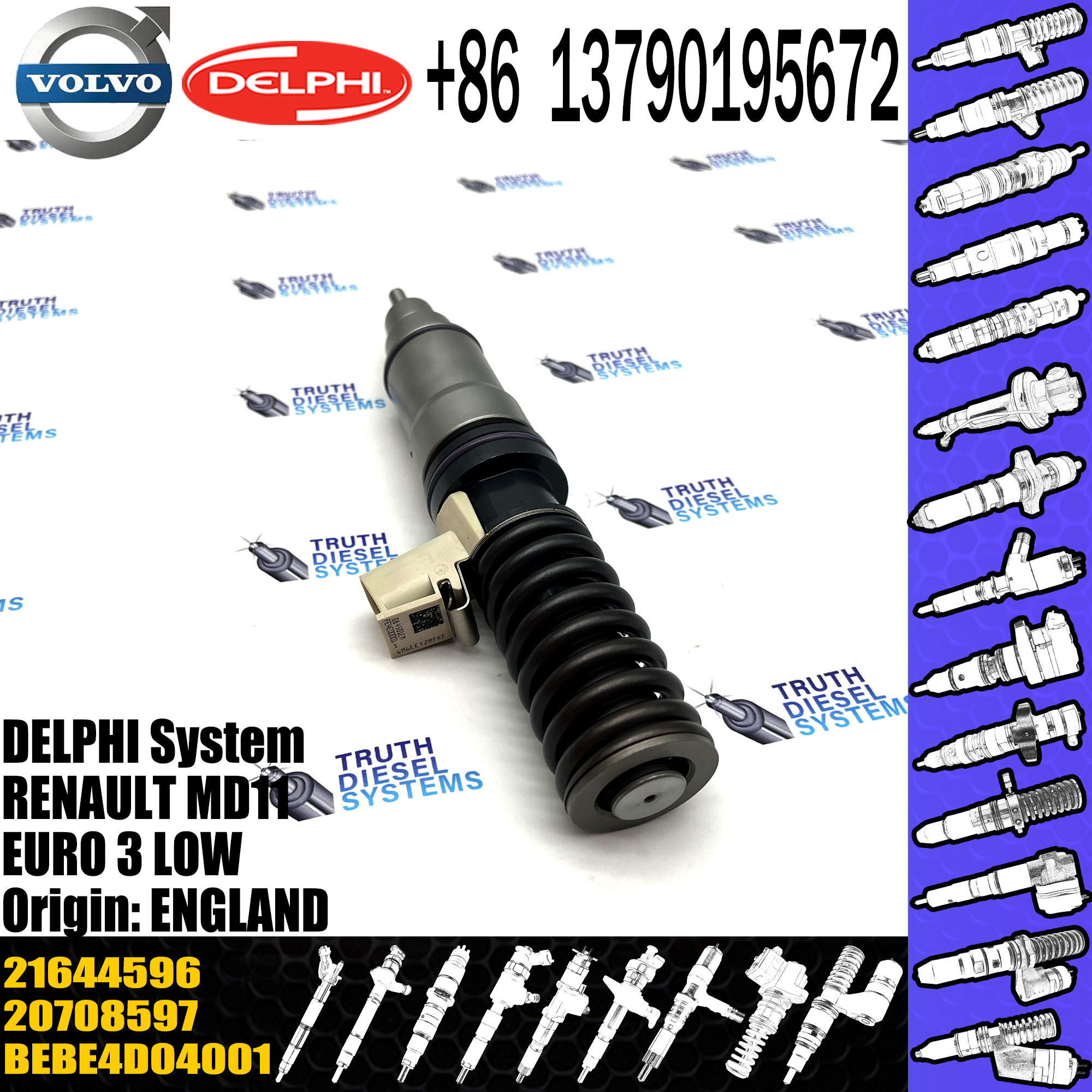 Diesel Fuel Injector 20972223 21644598 BEBE4D35002 BEBE4D16003 20972223 21644598 For FH13 EURO5 2108884 21644596