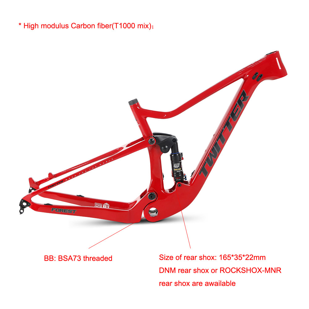 Full Suspension Twitter Carbon MTB Frame Inner Cables UV laser colorful decals